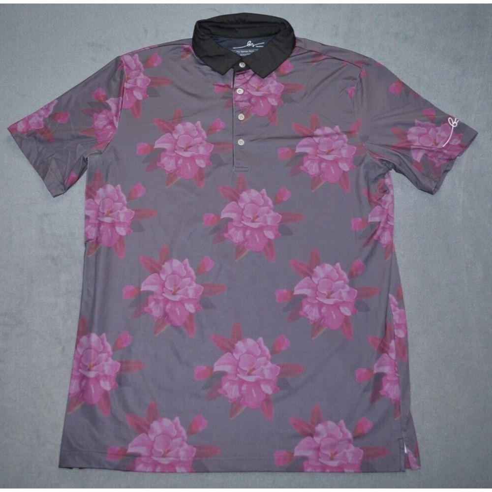 Boston Scott Golf Polo Shirt Mens Size L Purple/Pink ‎ Floral Print